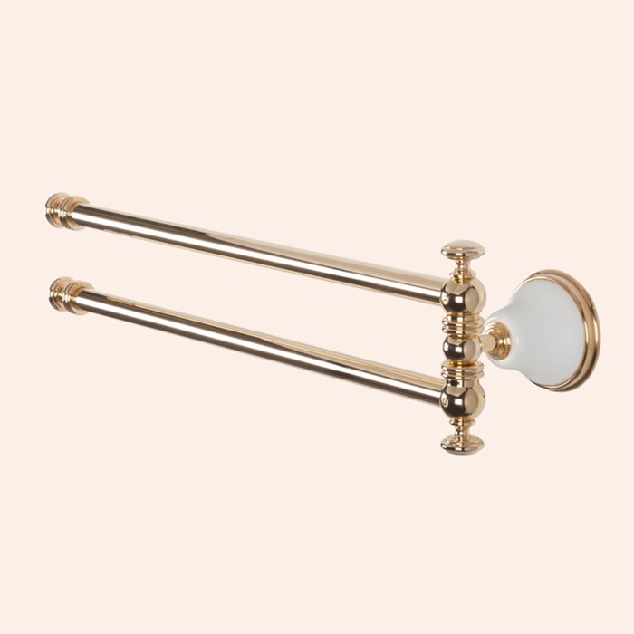 Вращающийся полотенцедержатель двойной 49см, подвесной, Harmony белый/золото, Tiffany World - TWHA013bi/oro