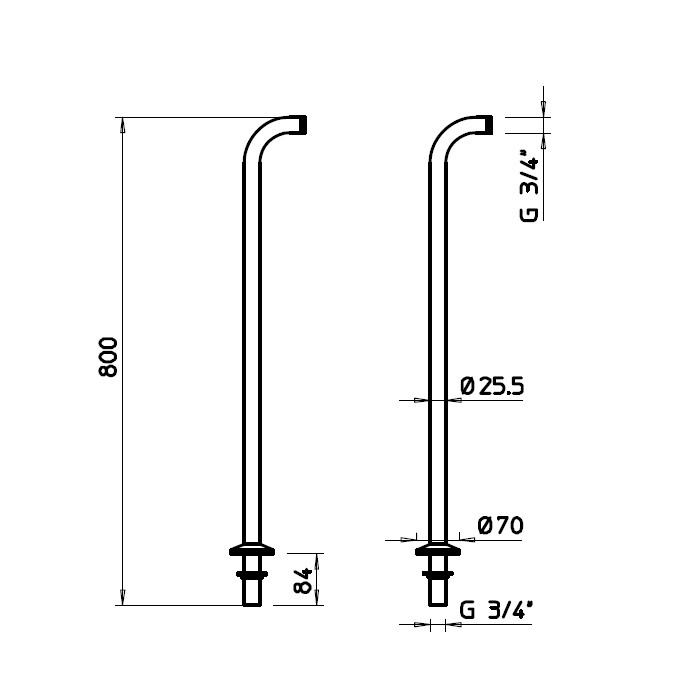 Стойка для ванной, высота 800 мм., Gessi, хром арт. 01415#031