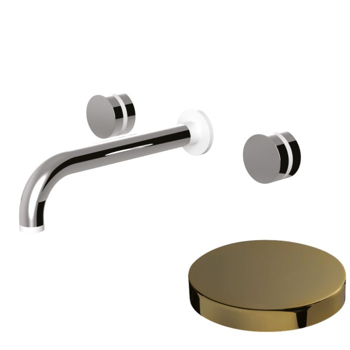 Встраиваемый смеситель на раковину, двухрычажный, излив 20 см, Giulini My ring, золото арт. MR0123O