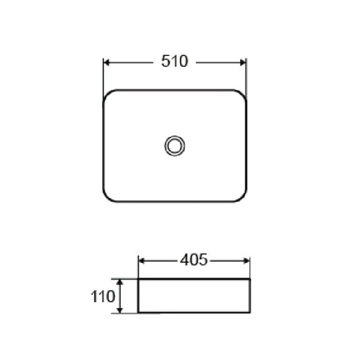 Раковина 510х405х110 накладная, белая, Azario - AZ-2178