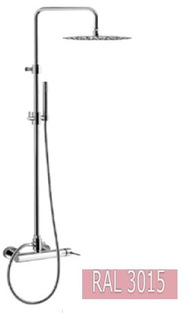 Комплект для душа настенного монтажа, с душевой колонной и верхним душем из латуни, Giulini Futuro, RAL3015glossy арт. 6508WCS25XCCRAL3015glossy
