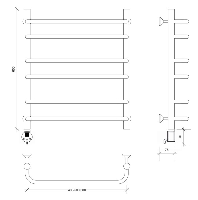 Полотенцесушитель электрический 60x40 Мерида 2 Secado арт. 4673739235997
