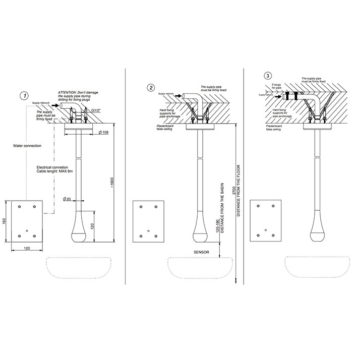 Смеситель для раковины, потолочный, электронный, с кран-фильтром для регулировки температуры и напора воды, внешняя часть, Gessi Goccia, black xl арт. 33724#299