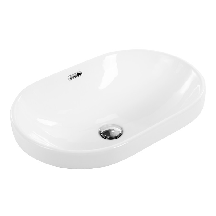 Раковина керамическая полувстраиваемая 400x600x190, овальная, BelBagno, глянцевый белый арт. BB1004