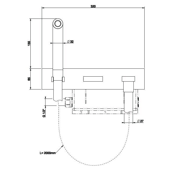 Душевой гарнитур: смеситель, ручной душ (пластик), вывод для воды, шланг, Gessi Water Tube Kneip, хром арт. 32941#031 32940#031