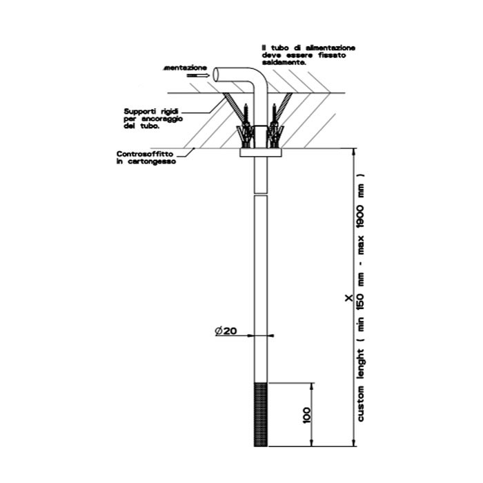 Излив потолочный. цвет: шлифованная сталь, Gessi Cesello, шлифованная сталь арт. 54496#239