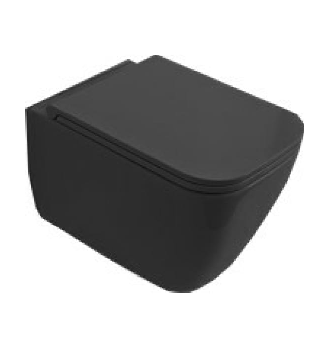 Унитаз подвесной, безободковый, цвет черный матовый, Scarabeo TEOREMA 2.0 - 5126/CL 49