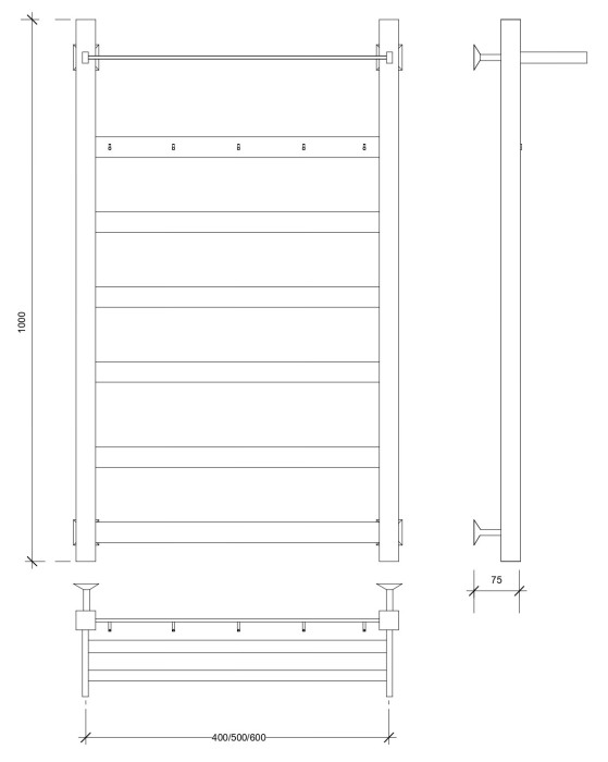 Полотенцесушитель водяной 100x60 Комано 1 КСП (хром) Secado арт. 4603759401041