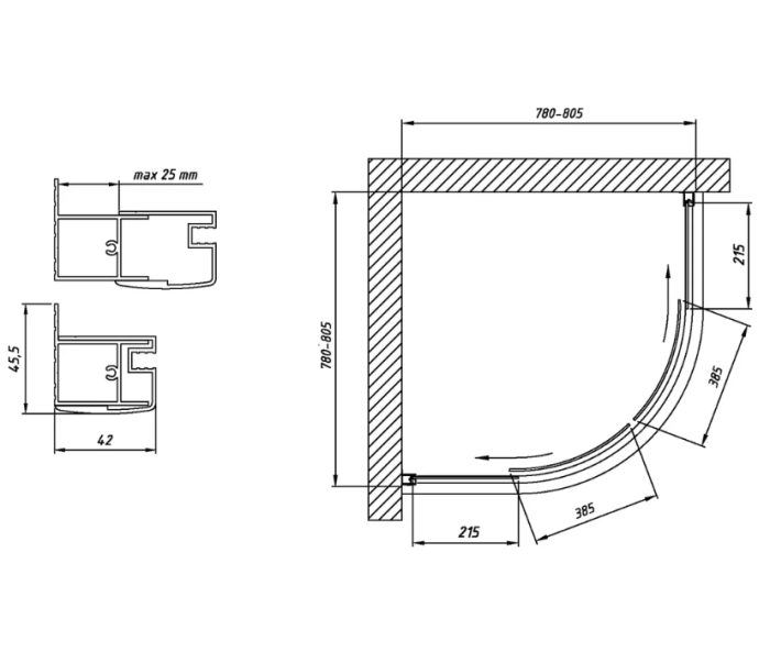 Душевой уголок Vegas Glass ZS Tur Novo 80х80х200см стекло 6мм прозрачное, профиль золото арт. AFS TUR NOVO h1890 80 09 01