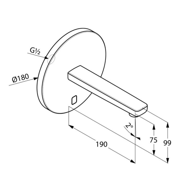 Электронный смеситель на умывальник,  внешняя монтажная часть, для внутренней части 38 003 или 38 004, zenta sl Kludi, хром - 3850305
