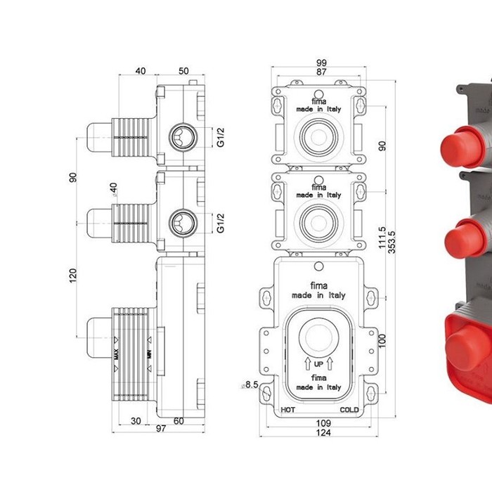 Fima Carlo Frattini Внутренняя часть встраиваемого термостатического смесителя для душа, F2462/1
