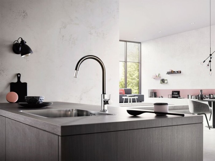 Кухонный смеситель, выдвижной излив, bingo star xs Kludi, хром, черный матовый - 468518778