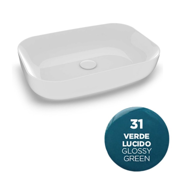 Накладная раковина, 60x42xh14 см, Olympia ceramica Metamorfosi, зеленый глянцевый арт. MET4260031
