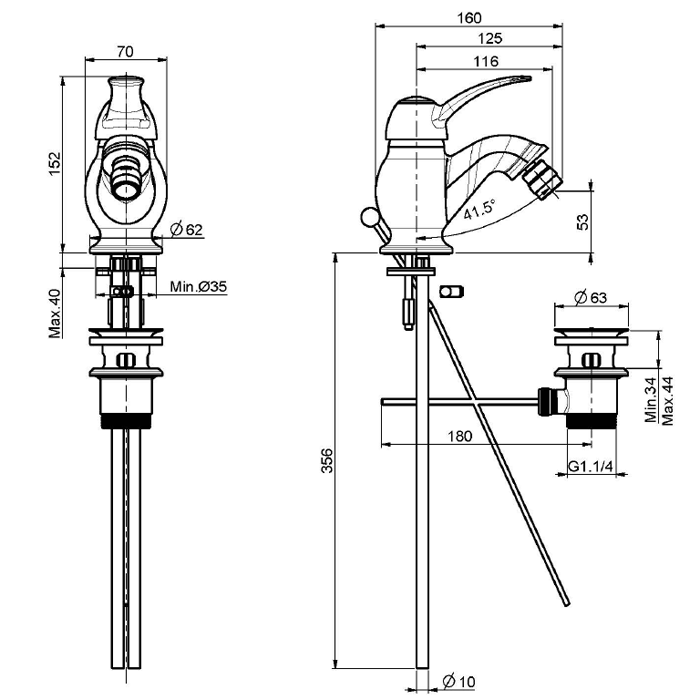 Fima Carlo Frattini Смеситель для биде, Lamp, F3302BR цвет: бронза