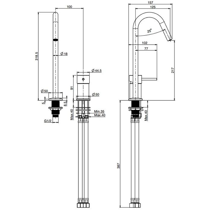 Fima Carlo Frattini Cмеситель для раковины, на 2 отв., с донным клапаном, Spillo Tech, F3271TNCXOR цвет: золото