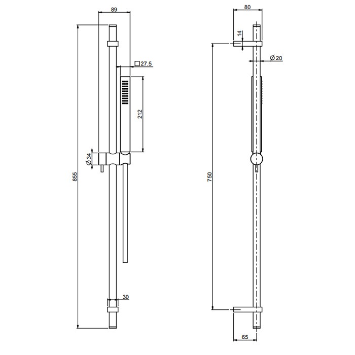 Fima Carlo Frattini Душевая штанга с ручным душем и шлангом 1500 мм., Wellness, F2218CR цвет: хром