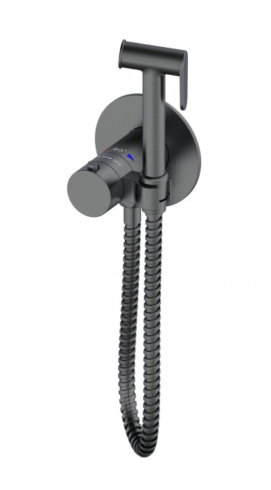 Смеситель с гигиеническим душем и термостатом встраиваемый, Wonzon &amp; Woghand, WW-88829909-BGM цвет: графит