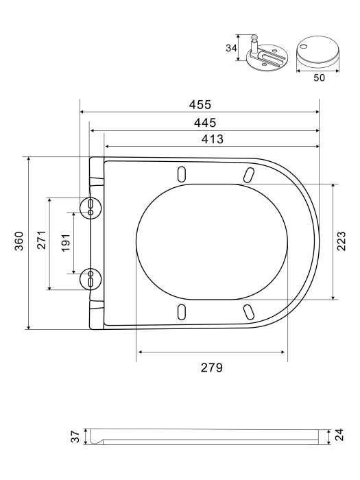 Унитаз подвесной безободковый, Wonzon & Woghand Nile, WW-UP2210-GW цвет: белый