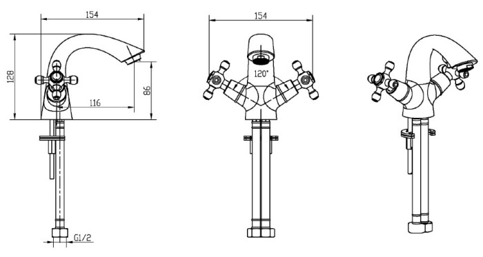 Смеситель для раковины, бронза, Crystal Boheme 311-CRST