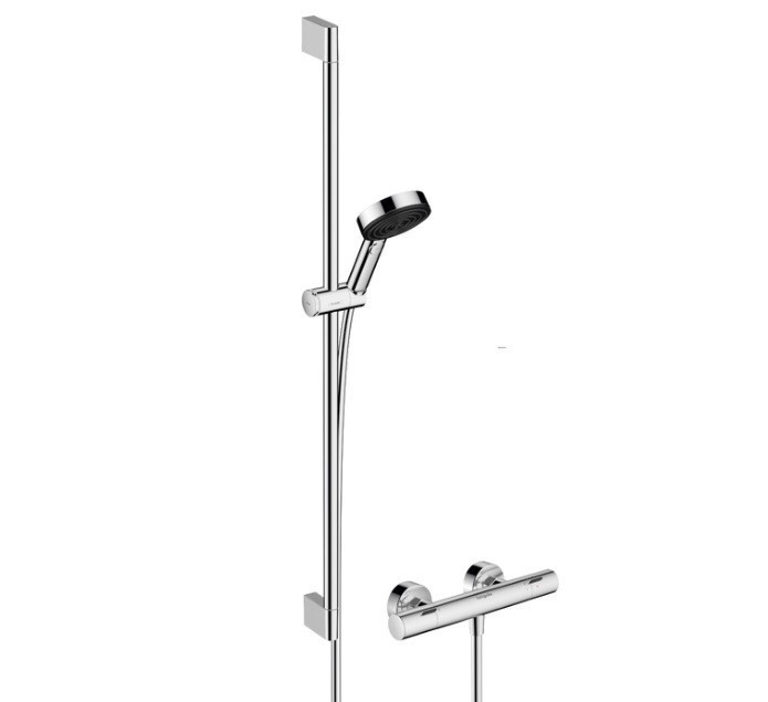 Душевой набор Relaxation с термостатом Ecostat Fine и душевой штангой 90см, Pulsify Select S Hansgrohe, хром арт. 24261000
