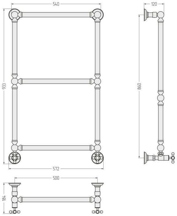 Сунержа Водяной полотенцесушитель 860x500, Ренессанс, 12-0280-8650 цвет: белый