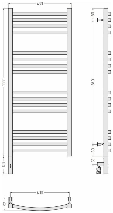 Сунержа Электрический полотенцесушитель 1000x400, Аркус 3.0, 032-5704-1040 цвет: матовое золото