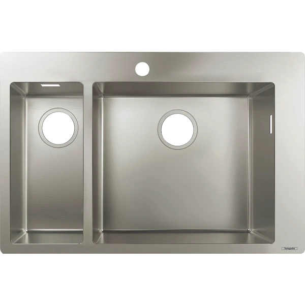 Раковина для кухни, врезная, с двумя чашами 180/450, Hansgrohe S71, нержавеющая сталь арт. 43309800