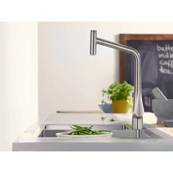 Раковина для кухни, врезная, с двумя чашами 180/450, Hansgrohe S71, нержавеющая сталь арт. 43309800