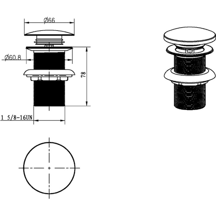 Слив для раковины, автомат (клик-клак), Gun metall, Boheme 612-GM