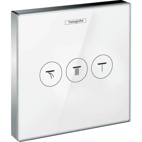 Переключатель потоков для душа на 3 потребителя, Hansgrohe ShowerSelect Glass, белый/хром арт. 15736400