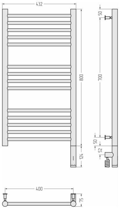 Сунержа Электрический полотенцесушитель 800x400, Богема 3.0, 051-5805-8040 цвет: состаренная латунь