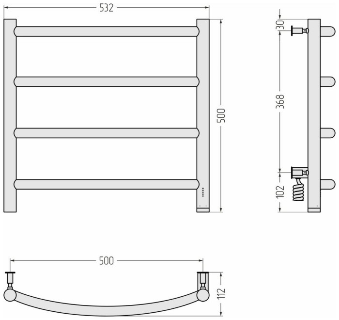 Сунержа Электрический полотенцесушитель 600x500, Галант 4.0, 15-0831-5050 цвет: тёмный титан муар