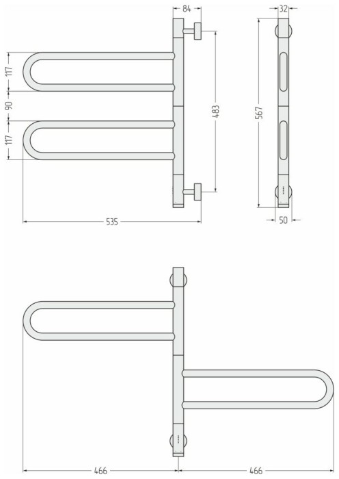 Сунержа Электрический полотенцесушитель 800x400, Парео 4.0, 31-0823-0567 цвет: матовый чёрный