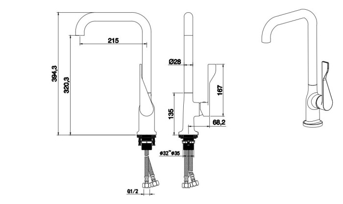 Смеситель для кухни, Aquatek Вега, хром арт. AQ1083CR