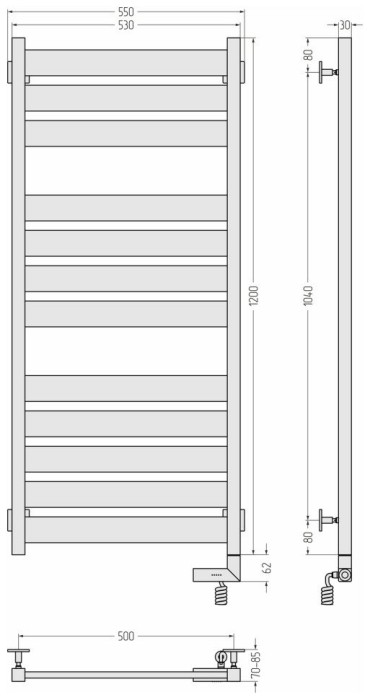Сунержа Электрический полотенцесушитель 1000x300, Центурион 2.0, 15-5603-1250 цвет: тёмный титан муар