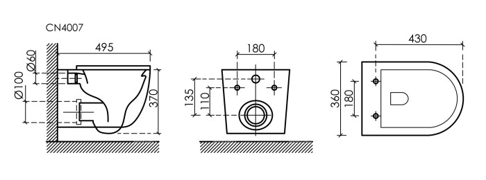 Подвесной унитаз с сиденьем Ceramicanova Up, чёрный арт. CN4007MB