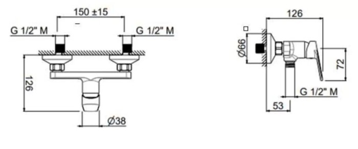 Смеситель для душа настенный, без лейки, Nota Kerama Marazzi, хром - 33090KM.21.018