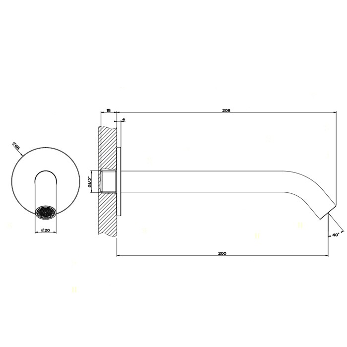Настенный излив на 1/2”, комбинируемый с удаленным управлением, Gessi 316, шлифованная сталь арт. 54110#239