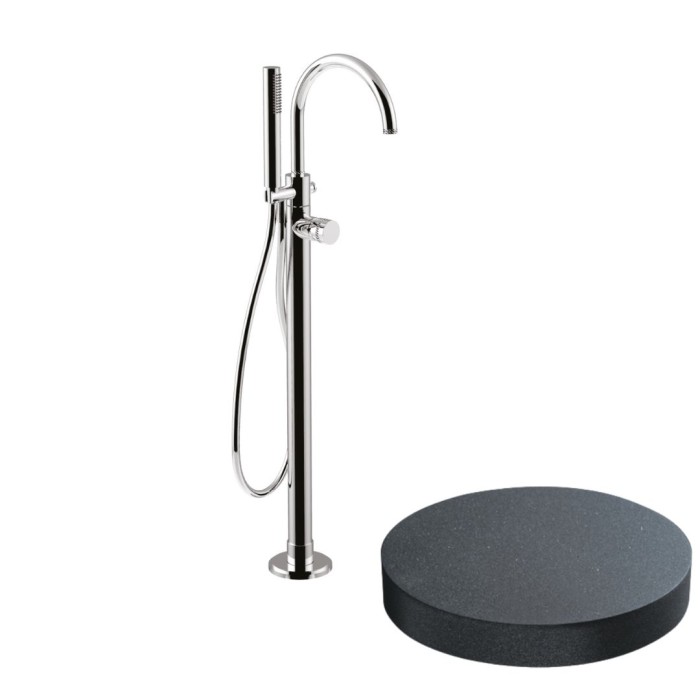 Напольный смеситель для ванны отдельностоящий, излив, ручной душ, Giulini My ring deluxe, графит арт. MR0092DLGF