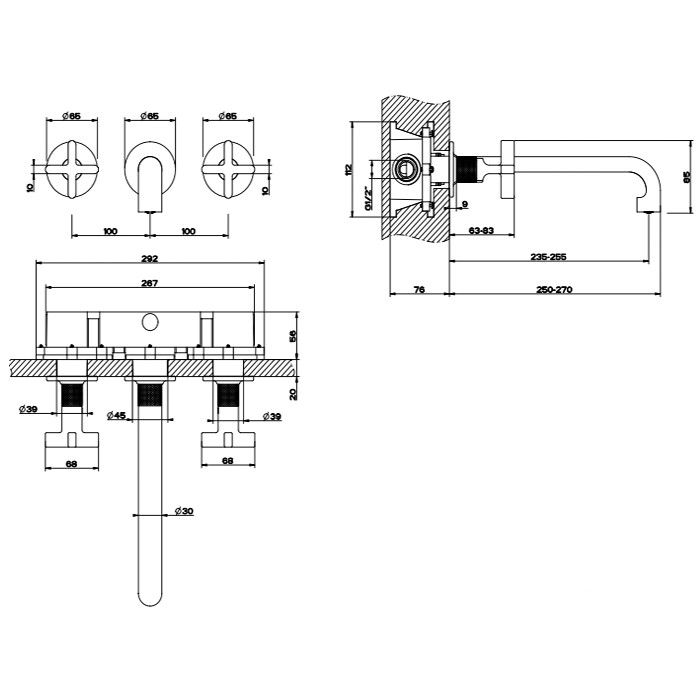 Смеситель для раковины, встраиваемый, Gessi Inciso, хром арт. 58192#031