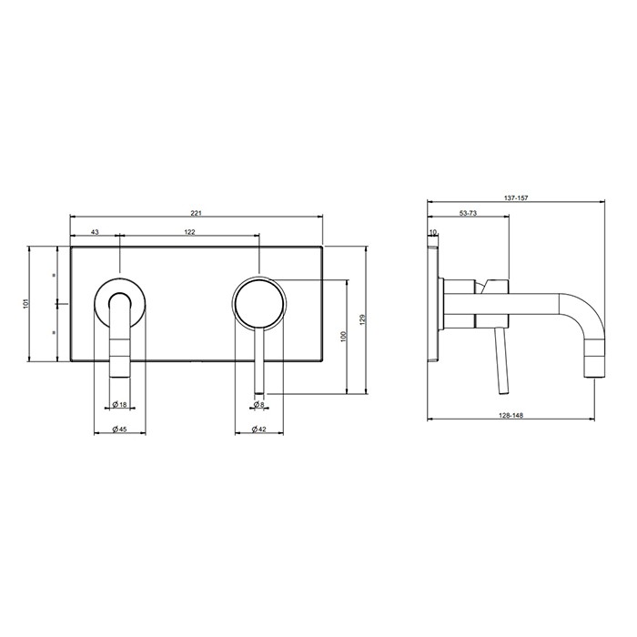 Смеситель для раковины, встраиваемый, излив: 14.6см., Gessi Emporio Via tortona, finox brushed nickel арт. 44823#149