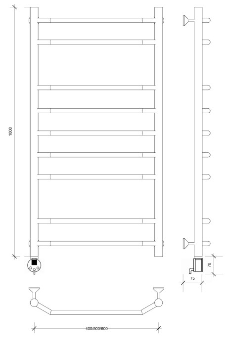 Полотенцесушитель электрический 100x60 Агата 2 Secado арт. 4673739231678