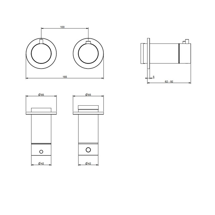 Смеситель для душа, встраиваемый, термостатический, с переключателем на 2 положения, внешняя часть, Gessi Ingranaggio, black xl арт. 63333#299