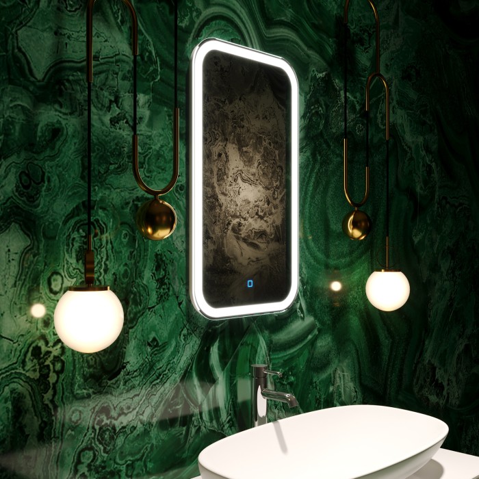 Зеркало 400х700 LED-подсветка с диммером, сенсорный выключатель, Azario Мальта - ФР-00001372