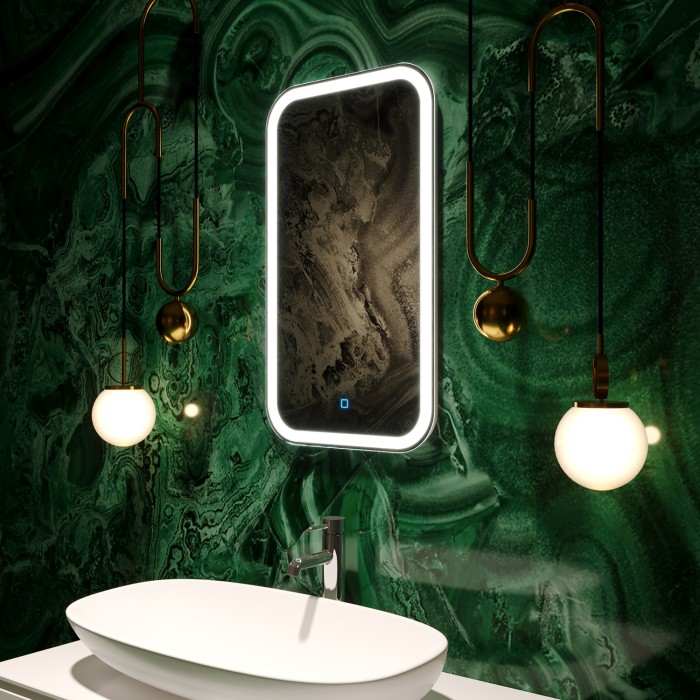 Зеркало 400х700 LED-подсветка с диммером, сенсорный выключатель, Azario Мальта - ФР-00001372