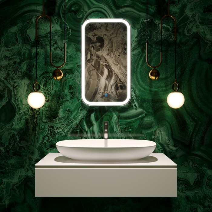 Зеркало 400х700 LED-подсветка с диммером, сенсорный выключатель, Azario Мальта - ФР-00001372