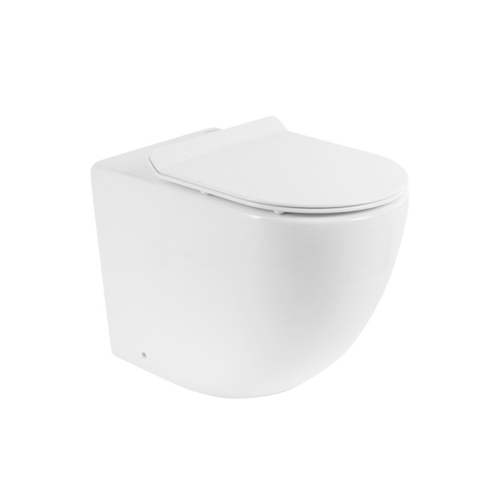 Пристенный унитаз, безободковый, BelBagno, белый глянцевый, SFERA-R арт. BB2141CBR/BB2111SC