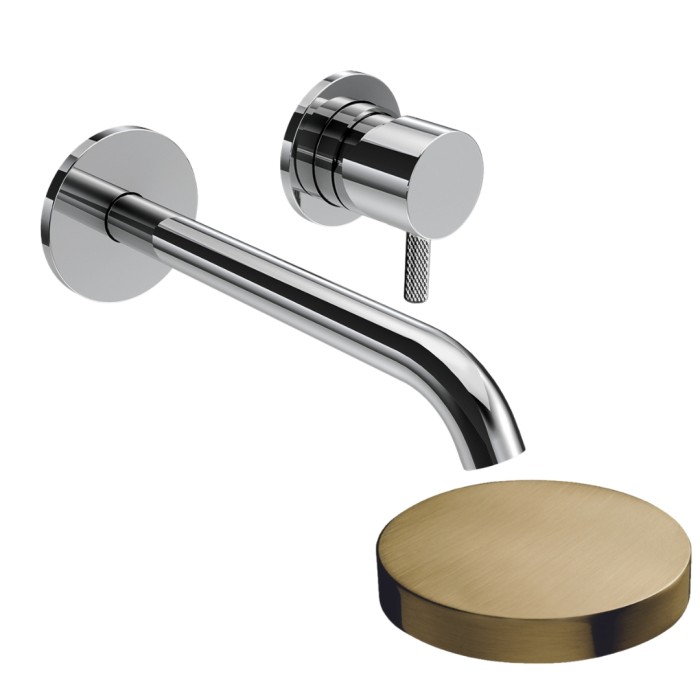 Внешняя часть смесителя встраиваемого для раковины XL, излив 18 см, без донного клапана, Giulini My future deluxe, золото брашированное арт. 5925-18DEPOSP