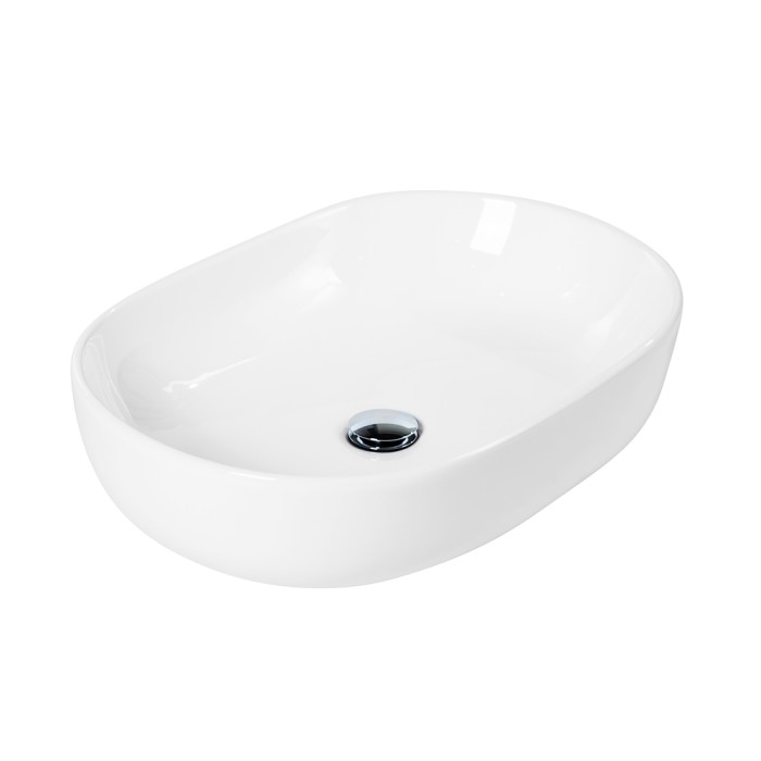 Раковина накладная керамическая 415x595x140, овальная, BelBagno, глянцевый белый арт. BB1084