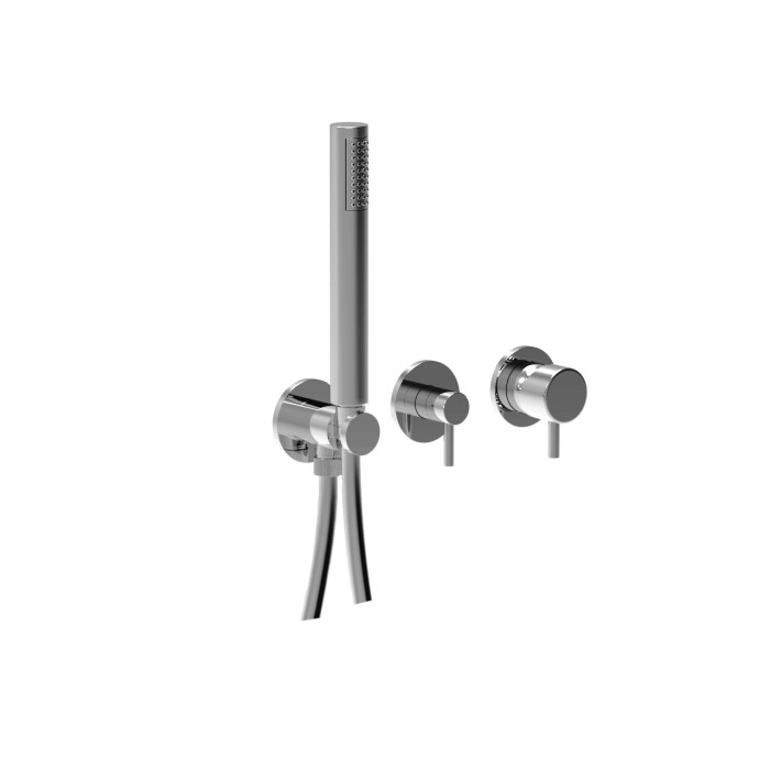 Внешняя часть смесителя для душа на 3 режима, однорычажный, поворотный переключатель, ручной душ + 2 доп. вывода воды, Giulini My future, хром арт. 59X5302EP